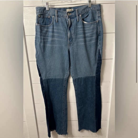 MadewellxISKO patch high rise denim flare woman 70’s inspired raw hem jean 32 - Picture 2 of 11